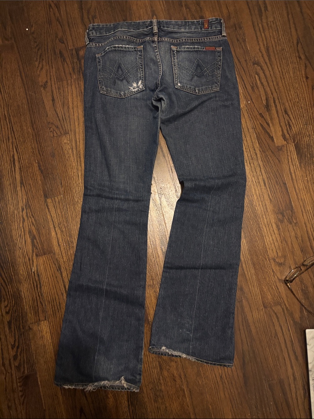 7 For All Mankind Women's Flare Jeans in Dark Blue Denim